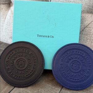 Tiffany & Co. Leather Coasters Black and Blue